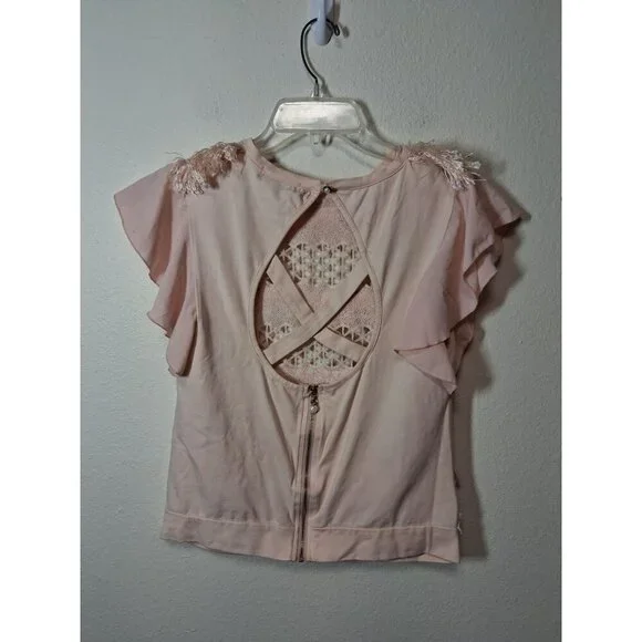 ITOO Blouse Y2K Trendy Boho Party Business Casual Pink Size Medium - Picture 2 of 4